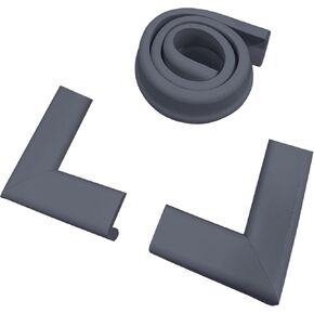 Cardinal Gates MPK Medium Hearth Pad Kit - Fireplace Baby Proofing - Adhesive Backed Fireplace Bumpers for Babies - 10 Feet of Padding with 1 Straight Piece & 2 Corners - Made in The USA - Gray