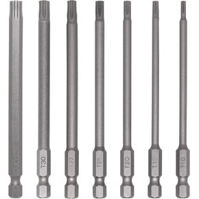 4 In Security Torx Bit Set T10 - T40, 1/4 Hex-Shank Magnetic Star Bits Set 7pcs