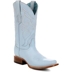 CORRAL LADIE'S BABY BLUE EMBROIDERY SQ. TOE, LEATHER SOLE, COWHIDE LEATHER, WESTERN BOOT, Z5259