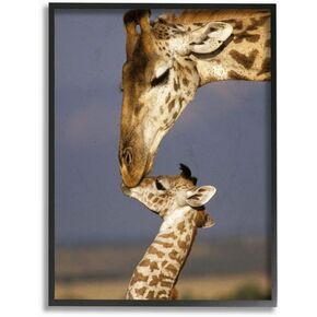 Stupell Industries Giraffe Family Mother with Calf Black Framed Wall Art, 11 x 14, Multi-Color
