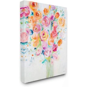 Stupell Industries Festive Spring Florals Organic Curved Petals Canvas Third Wall Art, 30x40