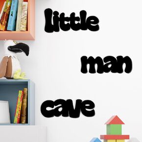 Little Man Cave Wall Decor Nursery Playroom Wall Decor Wooden Words Wall Art Decorations Wood Words Sign Wall Decor Wood Wall Plaques for Boys Room Decor Toddlers Bedroom Daycare Decor