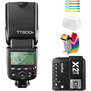 Godox TT600S High-Speed Sync 1/8000s 2.4G Wireless Transmission Master Slave Off Flash Speedlite Speedlight with X2T-S Trigger Transmitter Kit Compatible for Sony Cameras with Diffuser,Filter,USB LED