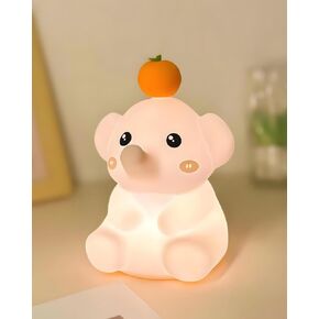 Silicone Night Light for Kids, Squishy Light for Nursery, Rechargeable Dimmable Touch Nightlight, Animal LED Lamp with Timer, Cute Elephant Night Light, Bedside Lamps, Kawaii Room Decor