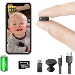 【Free 64G】 Smallest Wireless WiFi Battery Camera,Portable Camera with HD1080P Video Recording Live Feed Baby Monitor,Upgrade Night Vision,Motion Detection,Cloud Storage Security with iOS Android APP