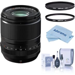 Fujifilm XF 23mm f/1.4 R LM WR Lens, Black, Bundle with Hoya 58mm UV and CPL Filters