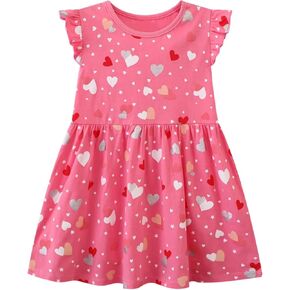 Toddler Girls Cotton Dress Short/Long Sleeve Little Girl Cartoon Dress Baby Cute Dress Kid Dinosaur Dresses