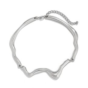 Punk Dripping Water-drop Choker Necklace for Women,Thick Drippy Chain Liquid Metal Collar Necklace Rocker Hip-hop Necklace Cool Metallic Unique Funky Statament Grunge Jewelry,triangle