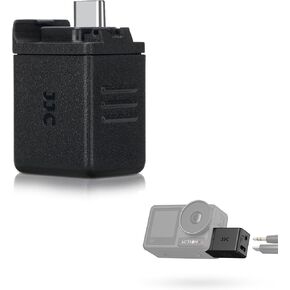 JJC 3.5mm Audio Adapter for DJI Osmo Action 5 Pro & Action 4, External Microphone Converter with Type-C and 3.5mm Interface for Audio Recording