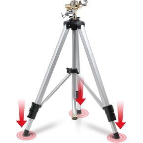 YAMATIC Impact Sprinkler on Adjustable Tripod Base, 360 Degree Large Area, Heavy Duty Adjustable Pulsator Sprinkler for Lawn, Yard and Grass Irrigation, Spray up to 20-90ft(Brass Head)