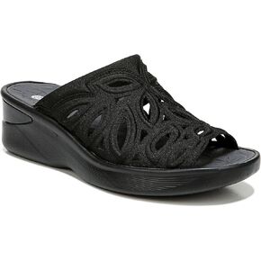 Women's Susie Wedge Sandal, Black Embossed Shimmer, 6