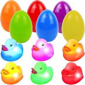 JOYIN 6 Pcs Prefilled Easter Eggs with Floating Dinosaur Light-up Bath Toys, Luminous Bathtub Toys for Kids Easter Eggs Hunt, Toddler Party Favor, Basket Stuffers Filler, Classroom Prize Supplies
