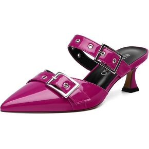 Women's Pumps, Pointed Toe Low Heel Mules for Women, Backstrap Buckle Fashion Solid Women's Mule Pumps for Daily Working Party