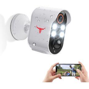1080p Security Camera, Smart AI Human Detection, Color Night Vision, 2-Way Talk, Cloud Storage, 2.4G WiFi, Battery Powered Wireless Camera, Indoor/Outdoor Surveillance Bullet Cam