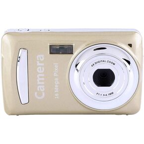Mini Digital Camera, 720P 2.4" LCD Screen 4X Digital Zoom 16MP 30fps Video Compact Camera Camcorder w/Fill Light Support Memory Card for Kids Children Gift (Gold)