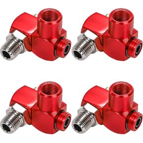 DEAYOU 4 Pack NPT 360 Degree Swivel Air Hose Fittings, 1/4 Inch Aluminum Male and Female Threads Air Hose Connector, Industrial Portable Pneumatic Tool Adapter, Red