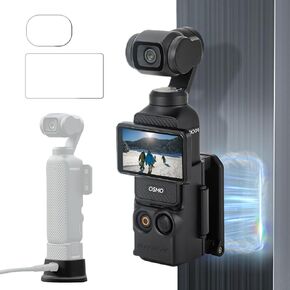 Magnetic Mount Stand Compatible with DJI Osmo Pocket 3,Magnet Bracket Expansion Adapter Holder Pocket3 Accessories,Support Base Holder with Charge Hole+Osmo Pocket 3 Tempered Glass