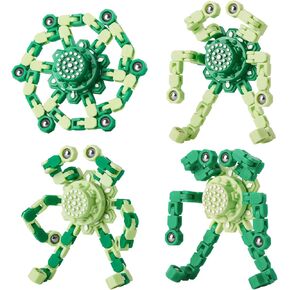 Transformable Fidget Spinners for Kids and Adults Stress Relief Sensory Toys for Boys and Girls Fingertip Gyros for ADHD Autism for Kids (Fidget Toy- Green)
