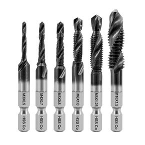 Combination Drill Tap Bit Set - 6pcs Screw Tapping Bit Tool Metric (M3 to M10) with Quick Change Hex Shank for Drilling Tapping and Countersinking Iron Aluminium Copper Metal