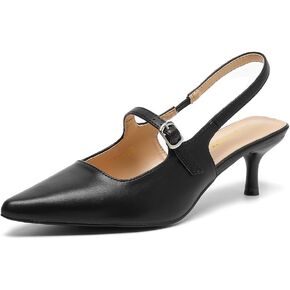 Amoji Womens Pointed Toe Pumps Slingback Kitten Heels Party Wedding Dress Shoes FZ329