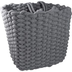 Stor-All Laundry Hamper-Laundry Basket,Tall Cotton Storage Basket, Decorative Blanket Basket for Living room, Large Basket for Toys, Pillows, Clothes 11.4 x11.4 x 12.2, Gray Color.
