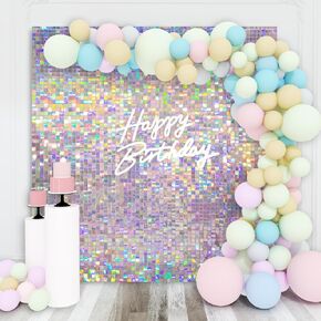 Shimmer Wall Backdrop Matte Pink Square Sequin Wall Panel Backdrop Decor for Wedding, Anniversary, Birthday, Party, 36 Panels