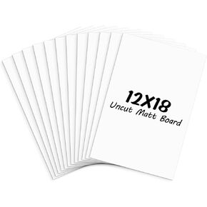 Frametory, Pack of 12 16x20 Uncut Matt Boards, White Backing Mat Boards for Frames, Pictures, Prints, Crafts