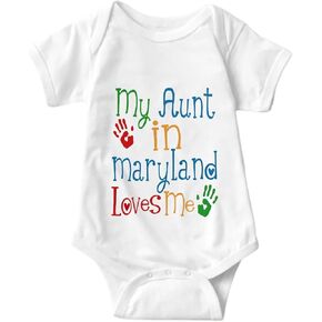 My Aunt in Maryland Loves Me Bodysuit Newborn Outfits Baby Romper Infant One Piece Outfits