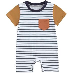 Karwuiio Baby Boy Romper Baby Summer Clothes Newborn Infant Short Sleeve Jumpsuit Playsuit Bodysuit