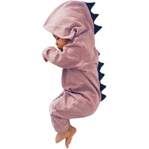 CKLV Interesting Romper Jumpsuit Outfits Clothes,Infant Baby Kids Dinosaur Hooded Romper Jumpsuit Outfits Clothes (Pink,Tag Size 80, US 6-12 Months)