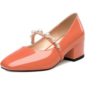 Cute Mary Jane Shoes for Women Chunky Heel Round Closed Toe Patent Pumps Casual Comfort Fashion Wedding Dress Shoes 2 Inch