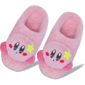 Roffatide Winter Warm Slipper Kirby Pink Fuzzy Slippers House Slippers for Women Girls Closed Toe Foam Slippers with Rubber Sole 5.5-7