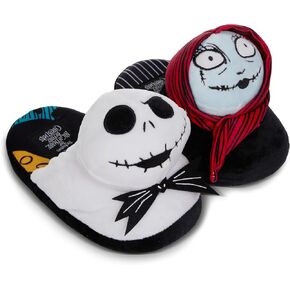 Disney Ladies Nightmare Before Christmas Slippers - Ladies Classic Jack Skellington Slip On 3D Plush Slippers Slip On Slides Shoes