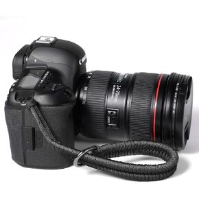 Adjustable Camera Wrist Strap Set, Nylon Camera Hand Strap Paracord Rope Camera Wristband Lanyard with Triangle Split Round Ring Connector for Photographers DSLR Mirrorless Cameras(Black)