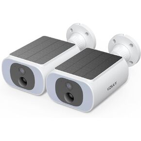 Solar Camera Outdoor Wireless 2 Pack, 2K Cameras for Home Security with Embedded Solar Panel, WiFi Surveillance Camera, Colorful Night Vision, 2-Way Audio, Continuous Power, Work with Alexa
