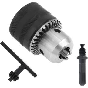 Drill Chuck Sets With K32 Chuck Key Wrench, 1/2-20 UNF Mount and Conversion Shank 3 Pcs for Hammer Conversion