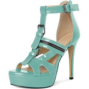 Soireelady Women's Platform High Heels Gothic Sandals Open Toe T-strap Stiletto Heels Peep Toe Punk Heeled Sandals 5 Inch in Saudi Arabia