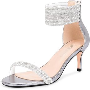 100FIXEO Rhinestone Embellishment Stiletto Heels Sandals Open Toe Ankle Strap Wedding Dress Shoes in Saudi Arabia