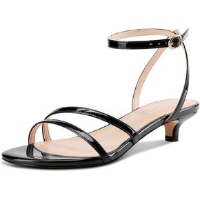 DearOnly Womens Low Kitten Heel Strappy Sandals Open Toe Ankle Strap Dress Shoes 1.4 Inches Heels