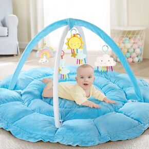 Gimars Ultra Thick- 100% Soft Cotton Filling Baby Play Gym & Activity Mat, 53*53’’ Large Two-Sided Baby Play Mat with Plush & Silk Surface, Stage-Based Developmental Tummy Time Mat for Toddler, Infant