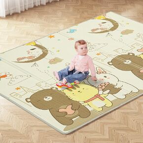 Ainfox Foldable Baby Play Mat, Reversible Baby Mat for Floor, Extra Large Non-Toxic Tummy Time and Crawling Mat with Travel Bag, 79''x59''x0.4''