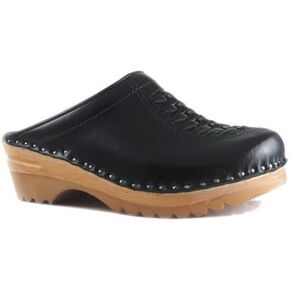 Women's Båstad Wright Black Leather Clogs 35 EU