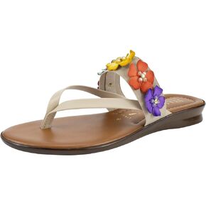 ITALIAN Shoemakers Claudie Women's low wedge Sandals with stretch comfort band, floral embellishment, and moderate wedge