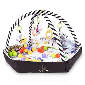Baby Play Mat Activity Center for Baby – All in One Baby Ball Pit Gym Mat Baby Play Mats for Floor with 30 Ocean Balls – Durable and Safe Baby Playpen with Mat – 4 Ways to Play