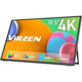 4K 18.5 Inches Portable Monitor Super Thin UHD Portable Display Screen 3840 x 2160 Type-C HDMI HDR Travel Monitor with VESA Kickstand for PS5 Switch Xbox Laptop Desktop Phone