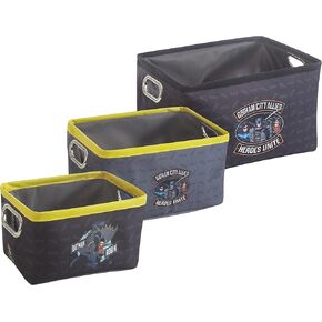 Idea Nuova Batman 3 Piece Nestable Rectangular Storage Bins with Grommet Handles for Organizing Toys, Games, Clothes in Nursery, Playroom, Bedroom, Bathroom