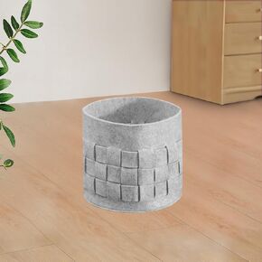 Storage Baskets for Shelves 1 Pack, Small 7.9" x7.9" x7 " Round Felt Fabric Storage Bins with Leather Handle, Closet Storage Bins for Clothes,Books,Dog Toys and Nursery-Light Gray