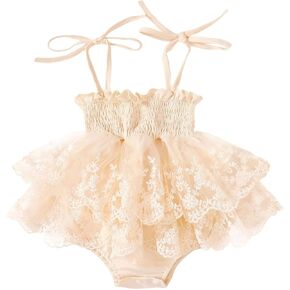 Newborn Baby Girls Romper Dress Sleeveless Pleated Halter Spaghetti Straps Tulle Bodysuit 1Pcs Summer Clothes