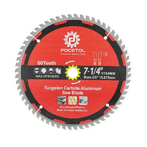 10 Inch Aluminum Cutting Circular Saw Blade - FOCSTOL 80 Tooth TCG Non-Ferrous Metal Cutting Blade with 1 Inch Arbor for Cutting Aluminum Non-Ferrous Metals Plastic
