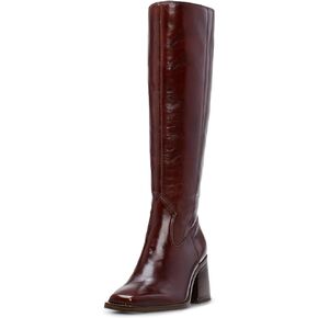 MUCCCUTE Knee High Boots Women - Faux Crocodile Boots Chunky Heel Square Toe Tall Boots Side Zipper GoGo Long Boot Pull On